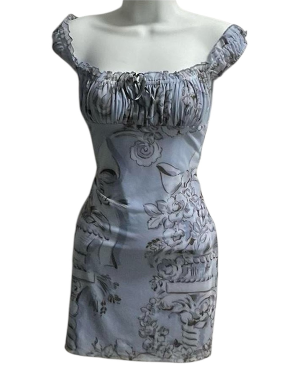Kimchi Blue Light Blue Floral Off-Shoulder Mini Dress